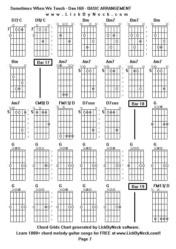 Chord Grids Chart of chord melody fingerstyle guitar song-Sometimes When We Touch - Dan Hill - BASIC ARRANGEMENT,generated by LickByNeck software.